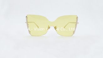 China Fashion show Sunglasses One Piece Mirror Reflective Eyeglasses for Women Rimless frameUV 400 protection supplier