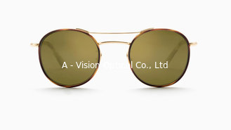 China Ultralight Pure Titanium Sunglasses Acetate Lining with double Bridges Round Gunmetal/Black/Gre Gradient Polarized Lens supplier