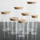 High borosilicate glass sealed jar straight cylinder bamboo lid sealed jar round transparent food storage tank