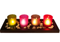 Hot selling wooden glass candlestick set atmosphere small night light aromatherapy lamp with led
