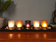 Hot selling wooden glass candlestick set atmosphere small night light aromatherapy lamp with led