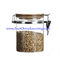 custom 150ML black BOROSILICATE glass jar WITH bamboo lid with gold clamp , gross and matt surfaces supplier