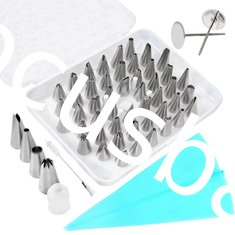 China Stainless Steel Cookies Cupcake Decorating Kits Frosting Icing Tips Baking Tools with Flower Nail Pastry Bag Icing supplier