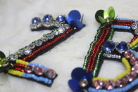 Letter patches Glass strass beads with sequins handmade patches