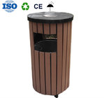 Factory direct plastic wood trash can Road wood plastic trash can Park community wpc double barrel trash