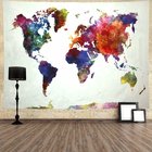 World Map Tapestry Watercolor Tapestry Abstract Map Tapestry Wall Hanging Colorful Globe Tapestry