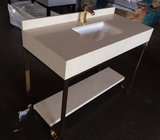 metal/304# stainless steel  Bathroom vanity with wood shelf /bathroom cabinet /HOTEL VANITY V-016
