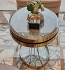 stone top Brass  stainless steel metal side table/End table/coffee table/C table, hotel furniture,casegoodsTA-0087