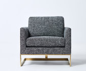 Fashionable top-Quality grey linen with brass finish metal base living room fabric couches sofa