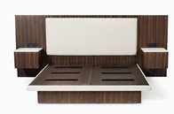 Hyatt Regency 5-star hotel new design zebra wood veneer king size headboard with platform bed base and nightstand