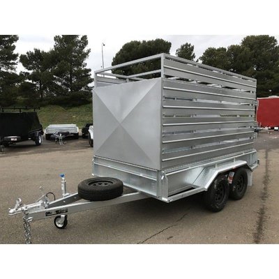 China 8 X 5 Galvanised Box Cattle Crate Trailer , Tandem Trailer With Stock Crate supplier