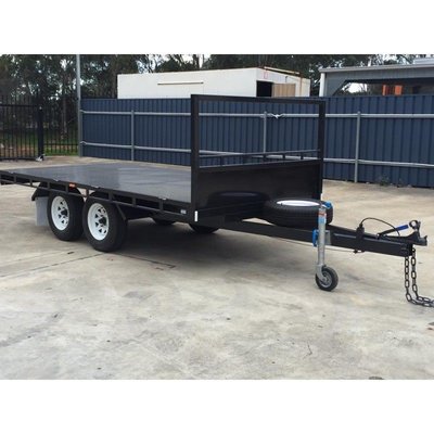 China 14 x 8ft Hydraulic Tipping Flat Top Tandem Trailer With Disc Brakes / LED Lights supplier
