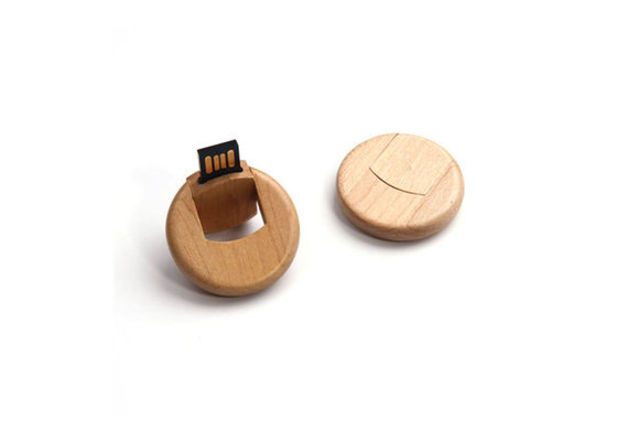 China Circular wooden USB pendrive 32G, oem usb flash drive with UDP chip supplier