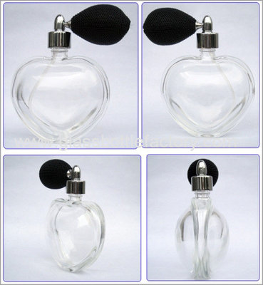 China 100ml Heart Perfume Glass Bottle With Gas Sprayer supplier