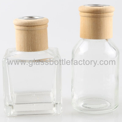 China Clear Aroma Diffuser Glass Bottle With Wood Cork supplier