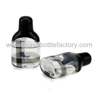 China 35ml Man Style Perfume Glass Bottle With Black Cap supplier
