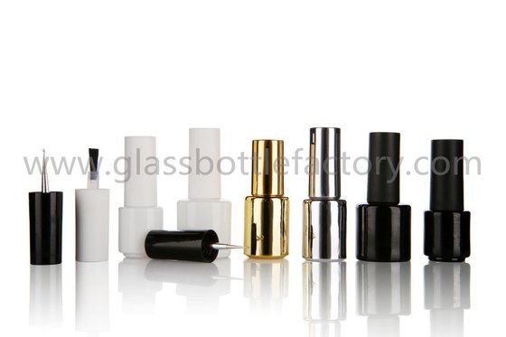 China Black Gold White Glass Nail Polish Bottle With Cap and Brush supplier