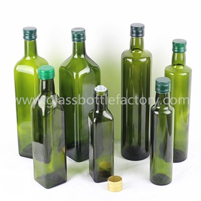 China Dark Green Olive Oil Glass Bottles With Green Caps supplier