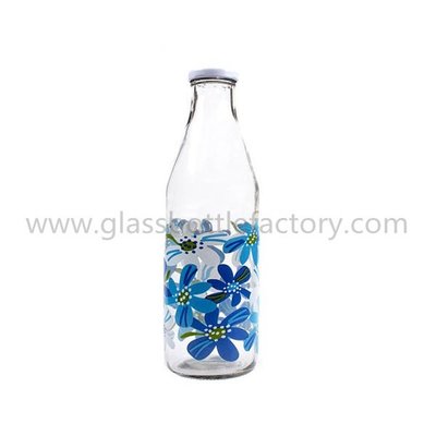 China 1000ml Clear Glass Milk Bottle With Cap supplier