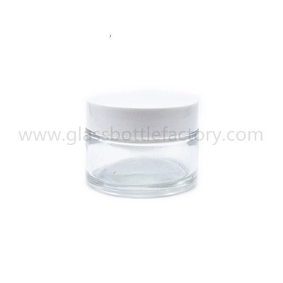 China 50g Clear/Frost Glass Cream Jar With White Lid supplier