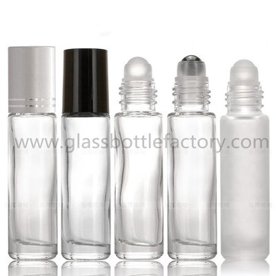 China 10ml Clear and Frost  Round Perfume Roll On Bottles With Caps and Rollers supplier