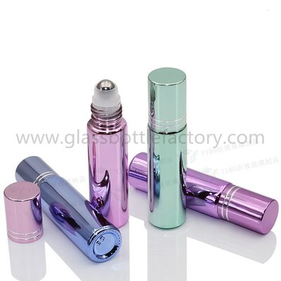 China 10ml UV Electroplating Perfume Roll On Glass Bottles With Caps and Rollers supplier