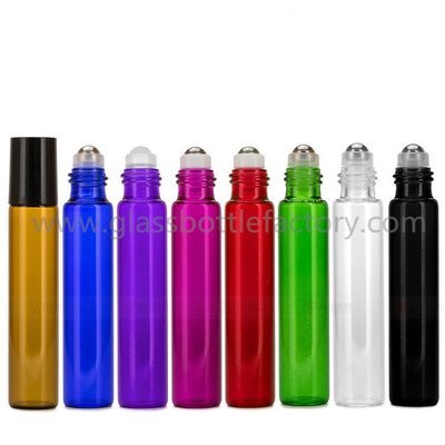 China 10ml Colored Tall Round Perfume Roll On Bottles With Caps and Rollers supplier