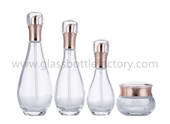 China New Items 40ml,100ml,120ml Clear Glass Lotion Bottles And 50g Glass Cosmetic Jar For Skincare supplier