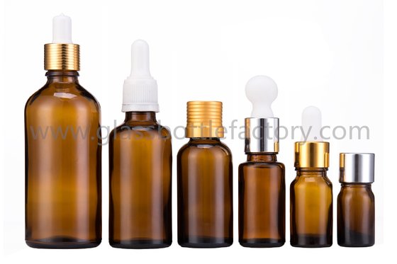 China 5ml-100ml Amber Essential Oil Glass Bottles With Caps or Droppers supplier