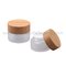5g,15g,30g,50g,100g Frost Round Glass Cosmetic Jars With Bamboo Lids supplier