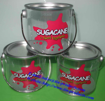 China Different Printed PET Tin Pail with metal lid and handle from Goldentinbox.com supplier