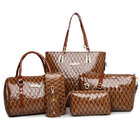 Women set bag pu leather handbags for women 5 pieces 1 set glimmering material nice looking women handbag shoulder bag w
