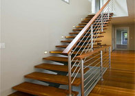 tempered glass tread straight stairs with tempered clear glass railing