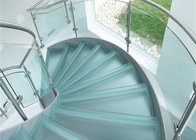 laminated clear glass tread curved staircase with tempered clear glass railing top railing