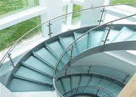 tempered ultra white glass tread curved stairs with tempered clear glass railing top railing