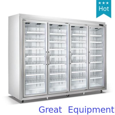 Supermarket 4 Door Refrigerators Freezer / Fridge / Chiller upright display Vertical refrigerators
