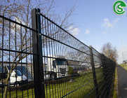 Decorative black welded mesh fence panels twin wire mesh fence for sale