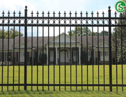 Guangzhou factory price front yard metal fence design 3 rails flat top fencing