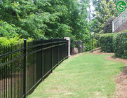 Black white ornamental iron fence design crimped spear tubular fence