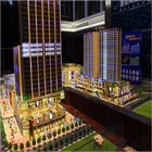 The fashion design business center architectural model with lighting