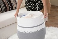 2024 new design Tall Extra Large Storage Basket with Lid, Cotton Rope Storage Baskets, Woven Laundry Hamper with Cover