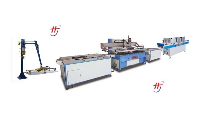 Full automatic car glass single color coating screen printing machine with mechanical picking arm and conveyor belt