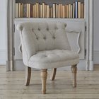 China Vintage wooden accent chair with linen fabric tufted button event rental leisure chair manufacturer