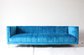 China Blue velvet fabric long back sofa armrest sofa home furniture nice design upholstered sofa stainless steel legs sofa exporter