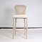 China Wholesale event odd country style bar stool chair rattan back antique bar stools wooden carved with linen fabric barstoo exporter