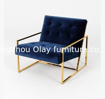 China 2018 nice velvet button wood stainless steel frame single chair company
