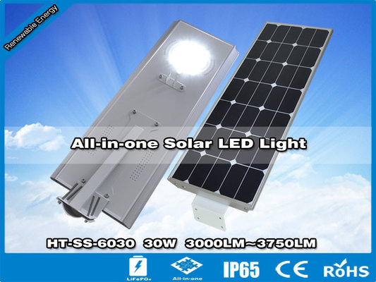China Hitechled Luminaria Solar LED Integrada,Todo En Uno Panel 60W y Bateria 307W y LED 30W supplier