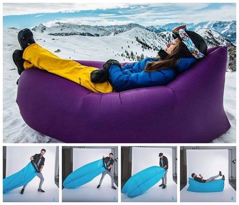 Inflatable Banana Sleeping Bag Hangout Lounger Air Camping Sofa Beach Sleep Bed