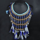 Wholesale Stylish blue tassel velvet necklace big collar choker neckalce for party