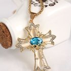 Factory jewelry Direct Sale Gold Plating / Silver Plating Synthetic Opal Cross Pendant Necklaces